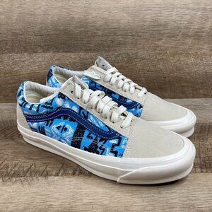 VANS Vault OG Old Skool LX Aztec Grey Blue Shoes Sneakers Mens 7.5 Womens 9 NEW